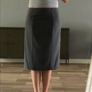 Gray Studded Pencil Skirt